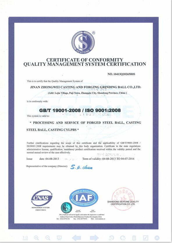 ISO9001:2008造られた粉砕の球